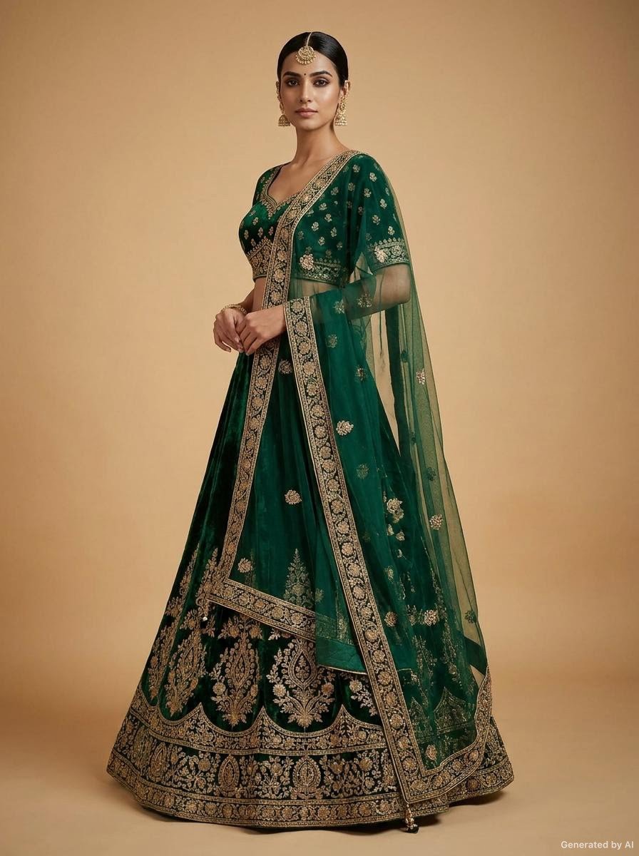 Embroidered Velvet Lehnga
